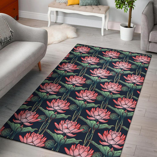 Water Lily Pattern Print Design WL03 Area Rugs