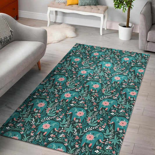 Elephants jungle pattern Area Rug