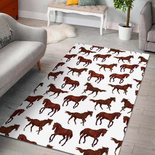 Horses running pattern background Area Rug