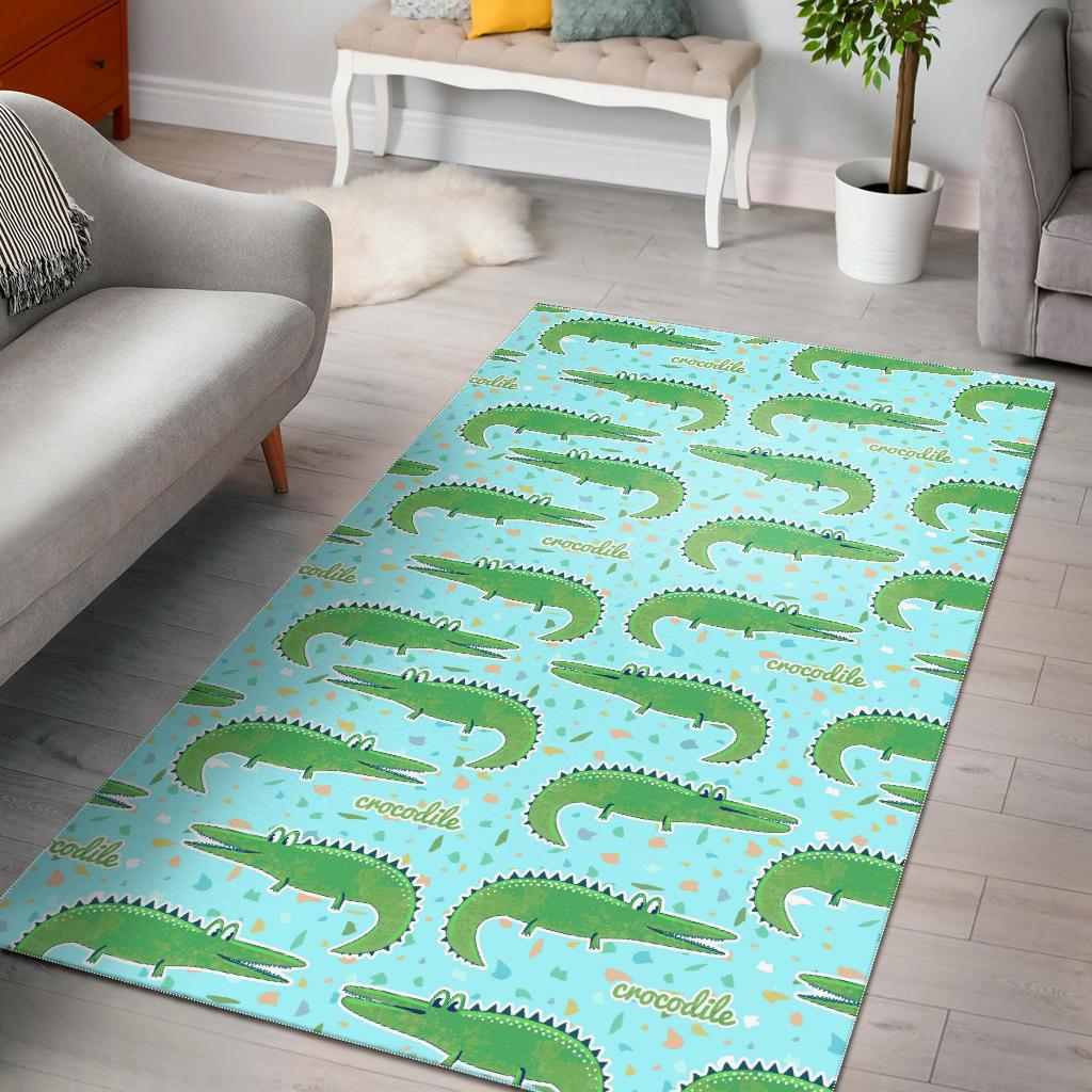 Crocodile Pattern Blue background Area Rug