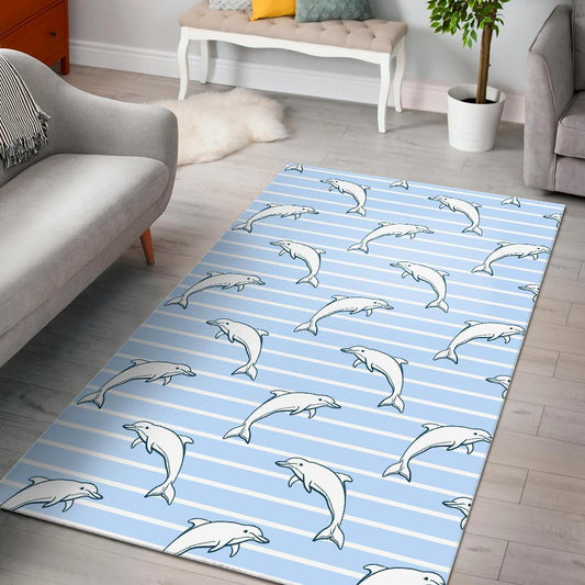 Dolphin blue striped background Area Rug