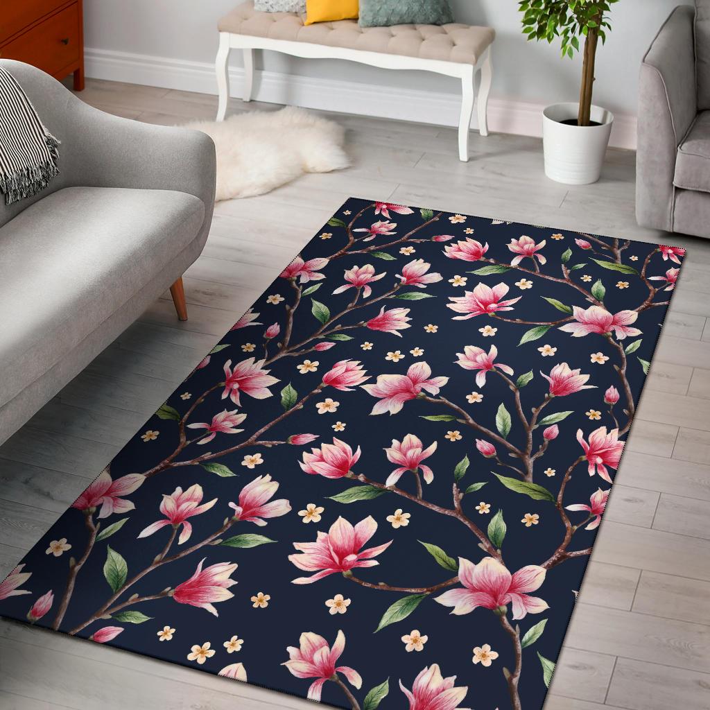 Magnolia Pattern Print Design MAG09 Area Rugs
