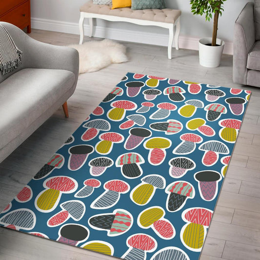 Colorful mushroom design pattern Area Rug
