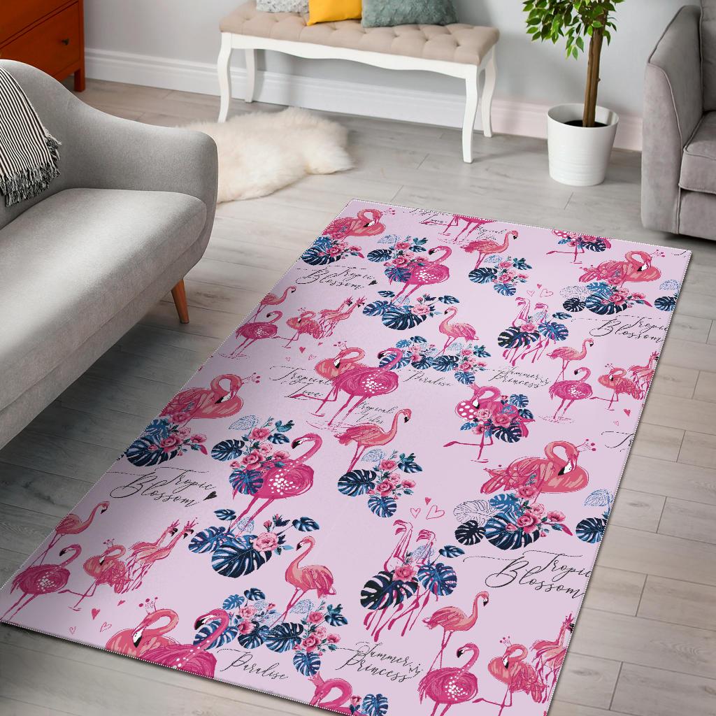 Flamingo Pink Pattern Area Rug