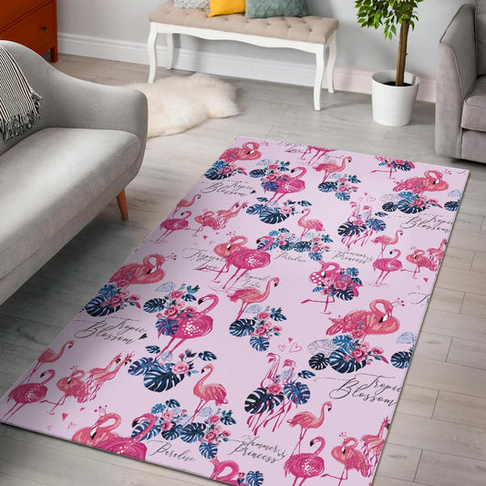 Flamingo Pink Pattern Area Rug