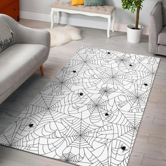 Spider web cobweb pattern white background Area Rug