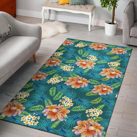 Plumeria Tropical Flower Design Print Area Rugs