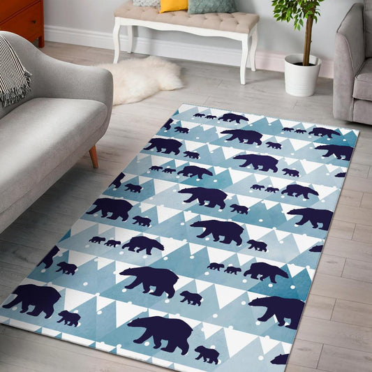polar bear winter snow pattern Area Rug