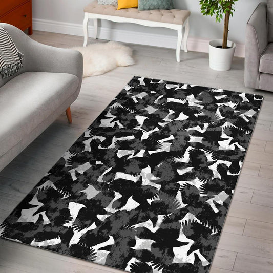 Crow illustration pattern Area Rug
