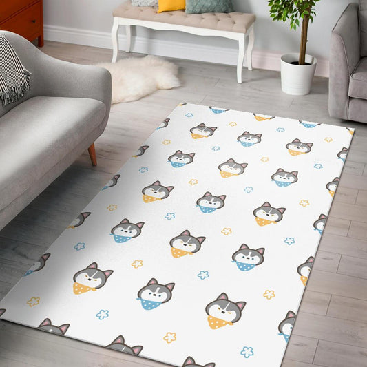 Cute Siberian Husky pattern Area Rug