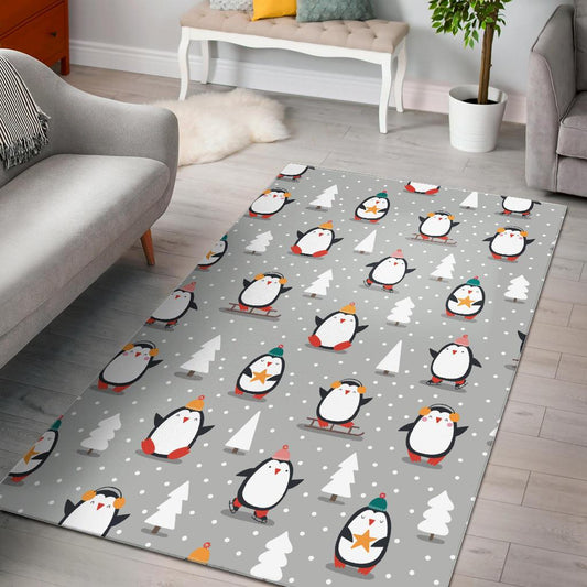 Cute Penguin christmas pattern Area Rug