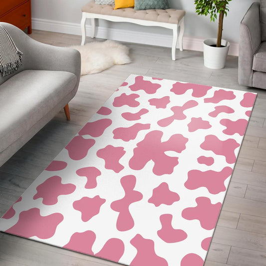 Pink Cow Skin Pattern Area Rug