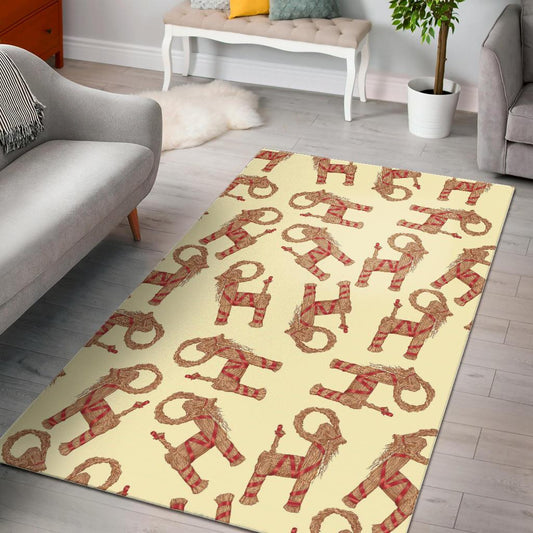 Yule Goat or Christmas goat Pattern Area Rug