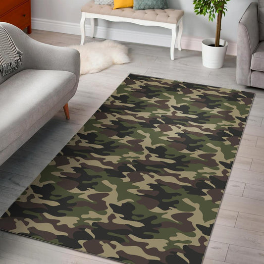 Dark Green camo camouflage pattern Area Rug