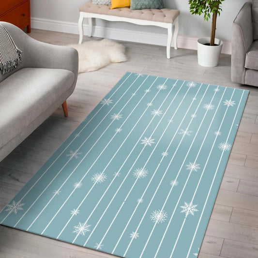Snowflake pattern blue stripe background Area Rug