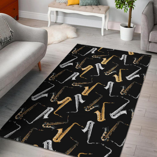saxophone design pattern Area Rug