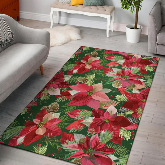 Poinsettia Pattern Print Design POT03 Area Rugs