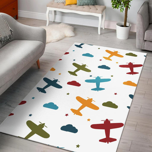 Airplane star cloud colorful Area Rug