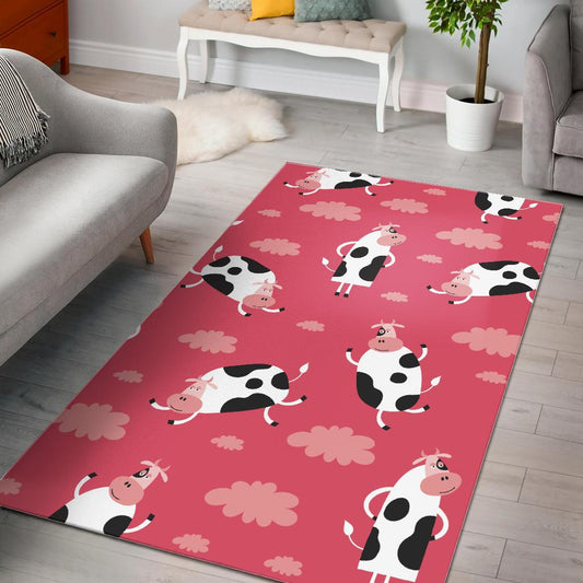 Cow Pattern Pink Background Area Rug
