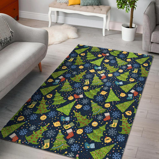 Christmas Tree Snowflake Pattern Area Rug