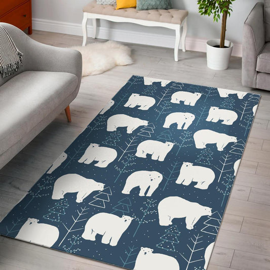 polar bear mother her child pattern Area Rug