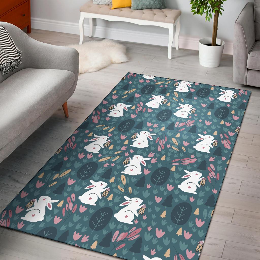 Rabbit Pattern Print Design RB013 Area Rugs