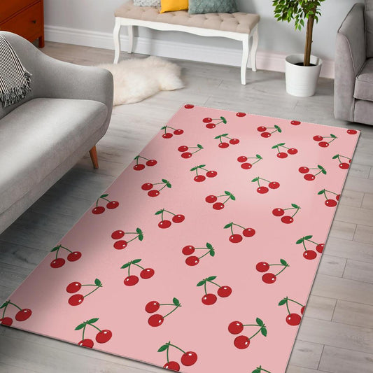 cherry pattern pink background Area Rug
