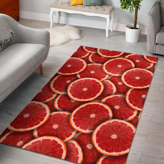 Sliced Grapefruit Pattern Background Area Rug