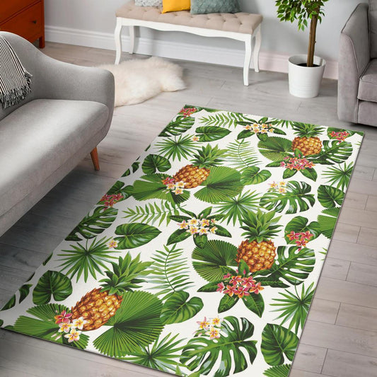 Pineapple Flower Leaves Pattern Area Rug