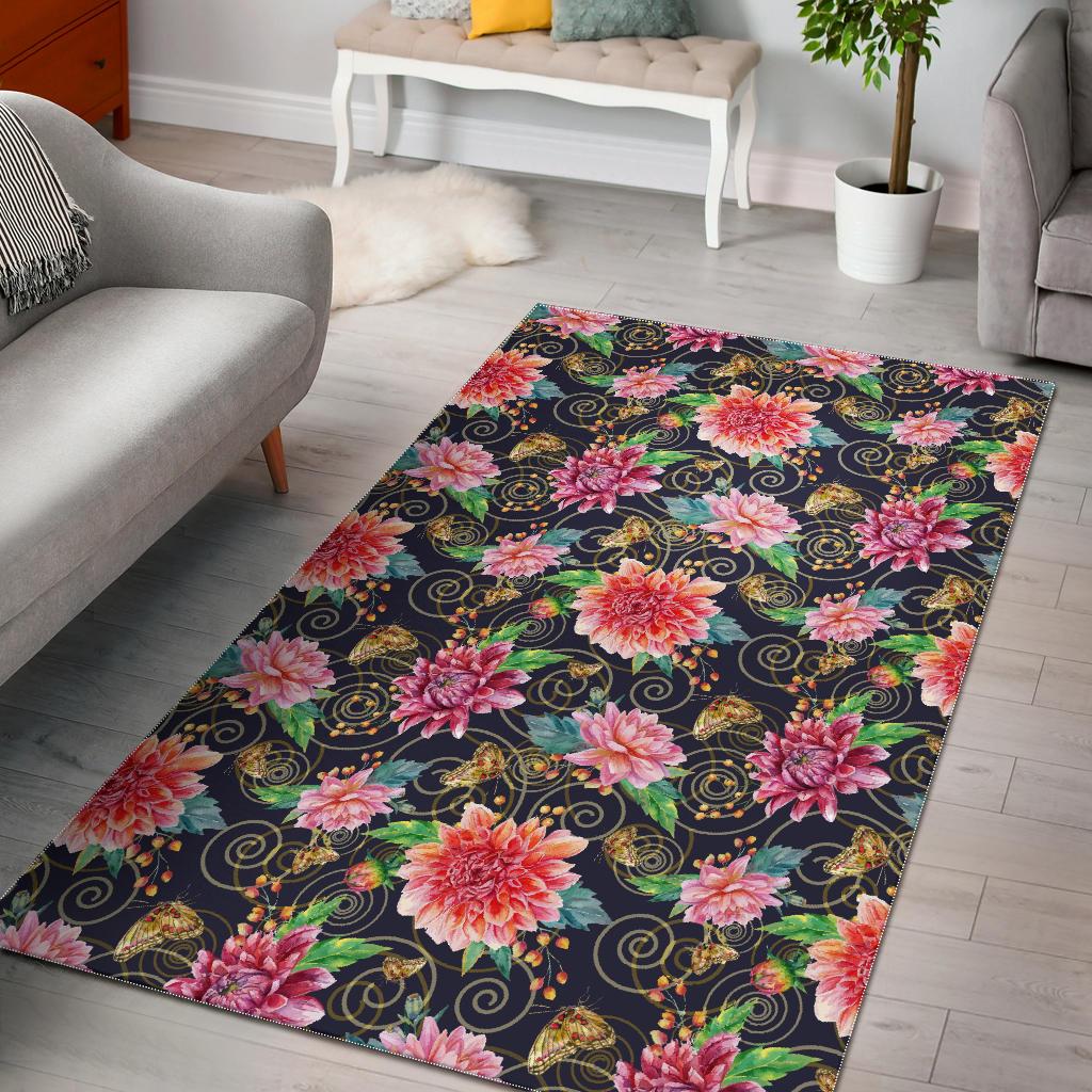 Dahlia Pattern Print Design DH02 Area Rugs