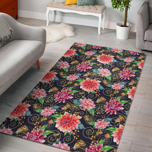 Dahlia Pattern Print Design DH02 Area Rugs