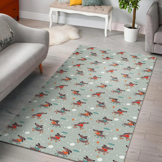 Dachshund Skating Pattern Area Rug