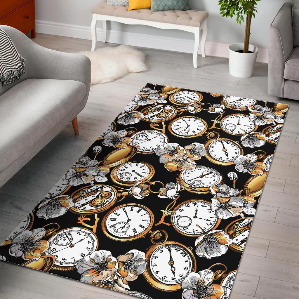 Clock Flower Pattern Area Rug