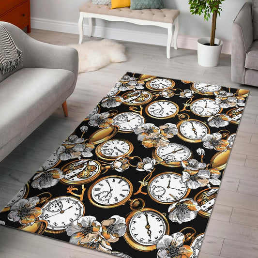 Clock Flower Pattern Area Rug
