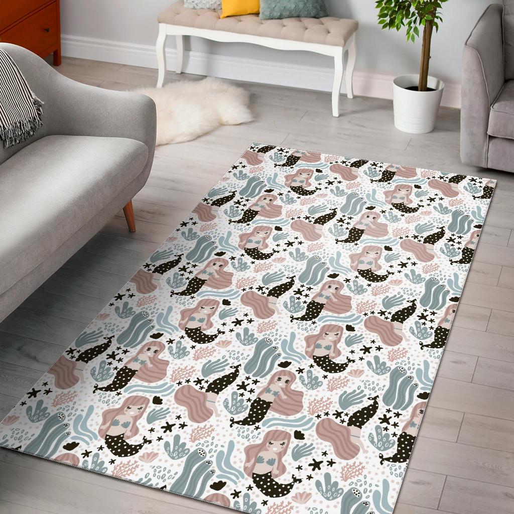 cute mermaid pattern Area Rug