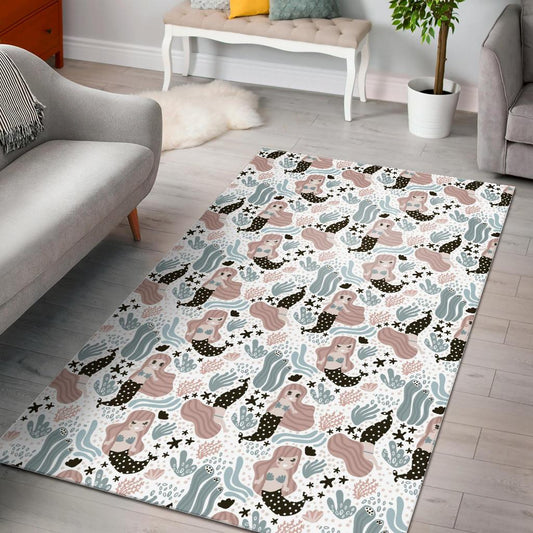 cute mermaid pattern Area Rug