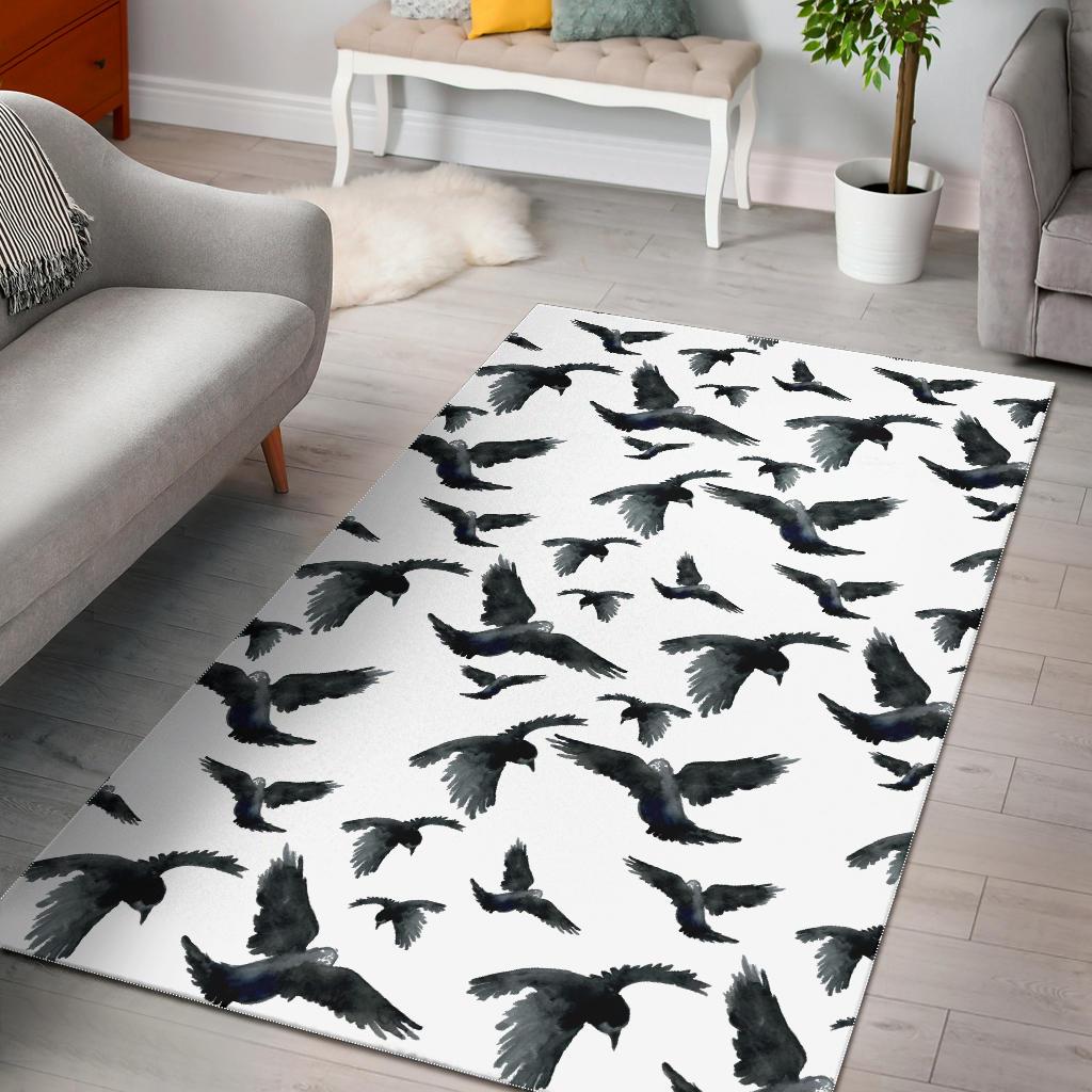Crow Water Color Pattern Area Rug
