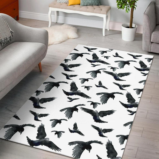 Crow Water Color Pattern Area Rug