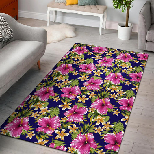 Pink Hibiscus Pattern Print Design HB027 Area Rugs