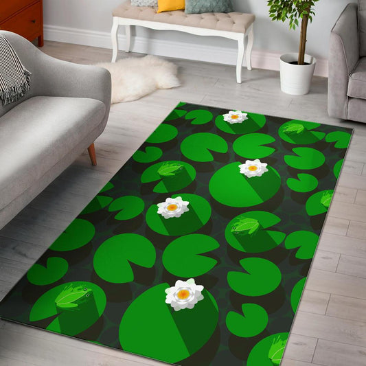 Frog waterlily pattern Area Rug
