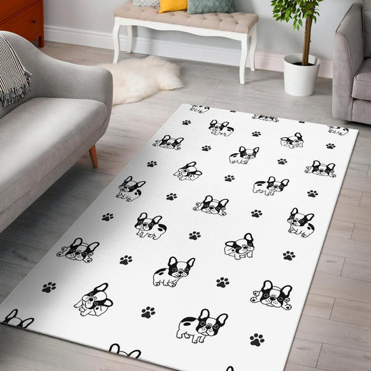 Cute french bulldog paw pattern Area Rug
