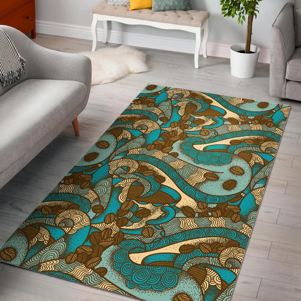 Coffee Bean Pattern Graphic Ornate Area Rug