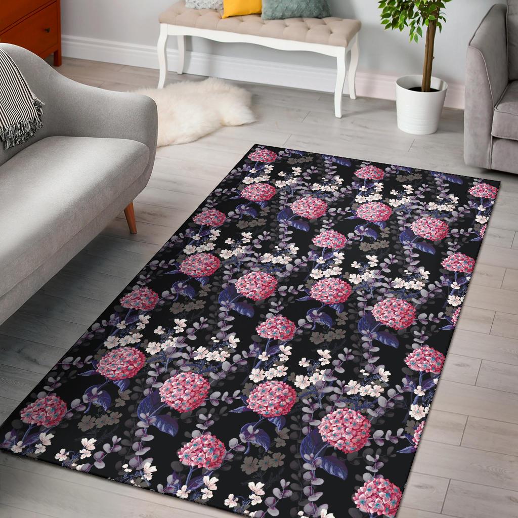 Hydrangea Pattern Print Design HD04 Area Rugs