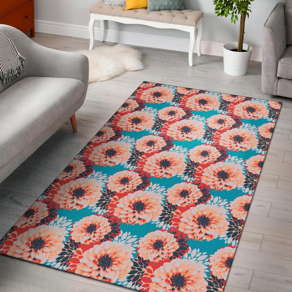Dahlia Pattern Print Design DH05 Area Rugs