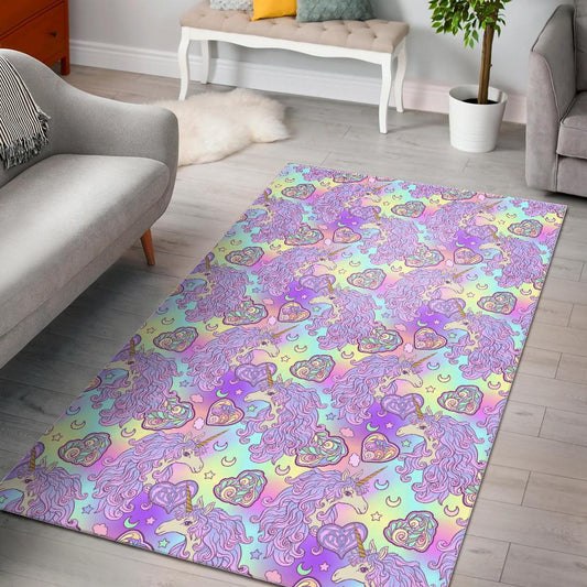 Unicorn Heart Pattern Area Rug