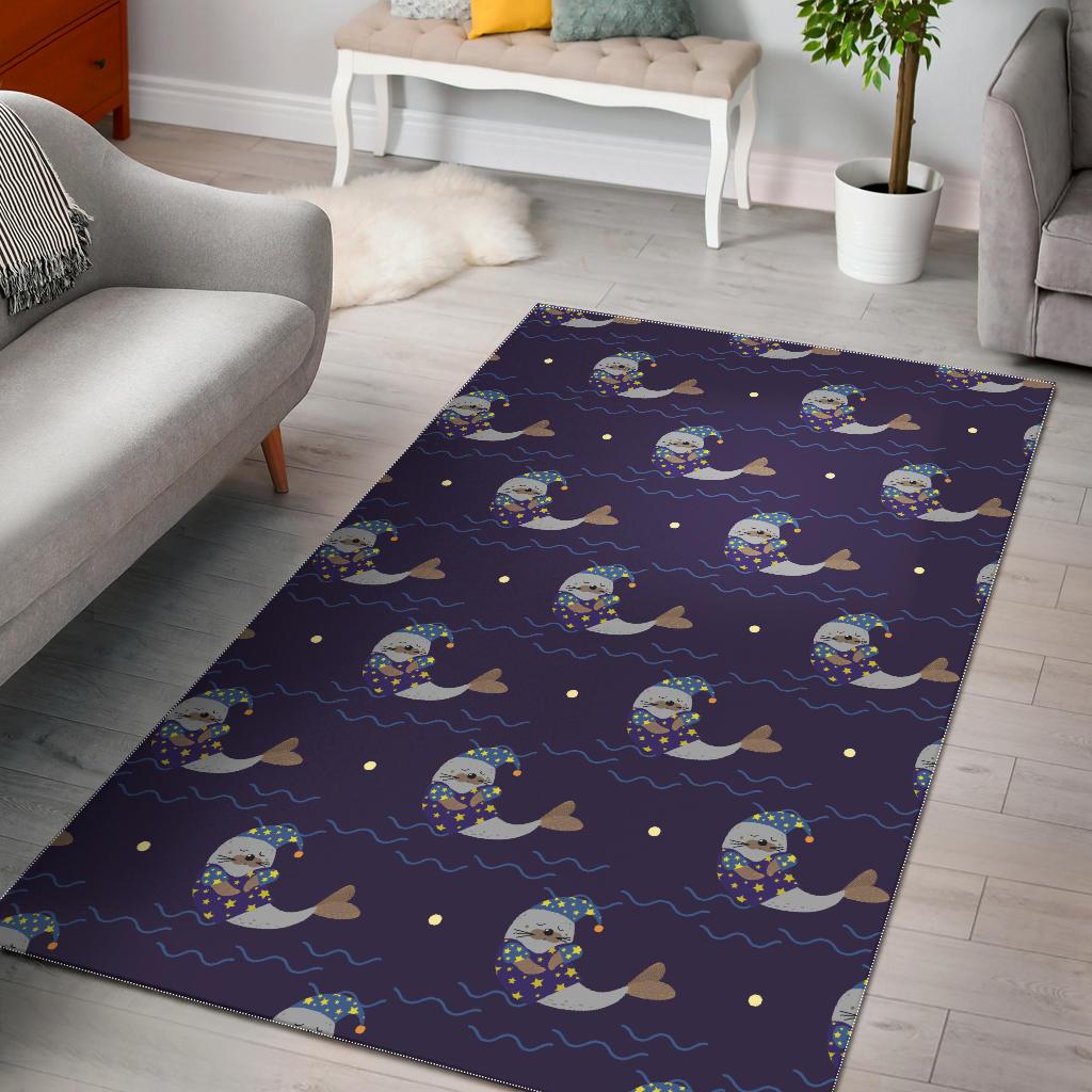 Sleeping Sea Lion Pattern Area Rug