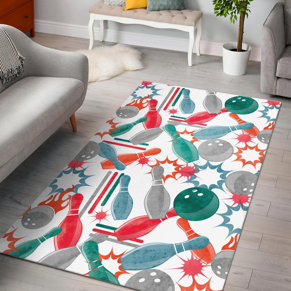 Watercolor bowling pattern Area Rug