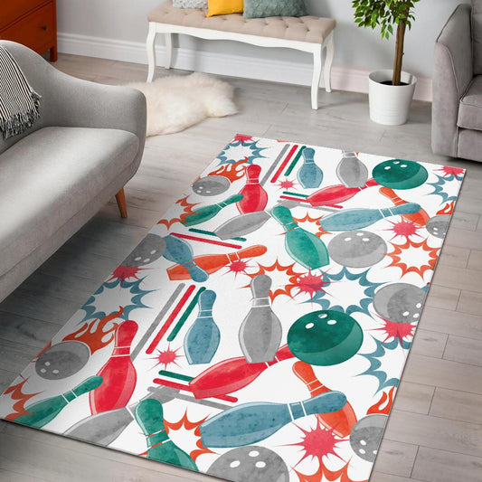 Watercolor bowling pattern Area Rug