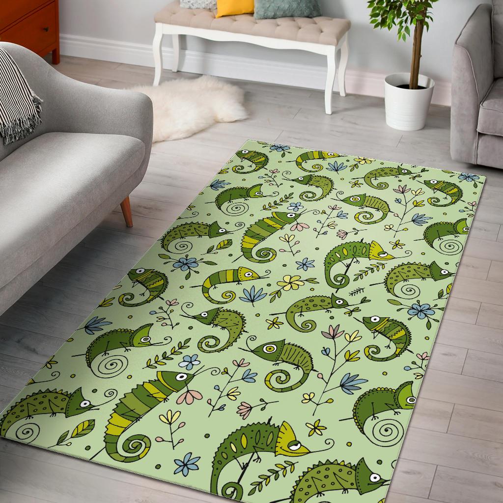 Cute Chameleon Lizard Pattern Area Rug