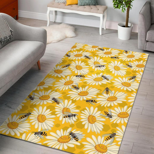 Bee Daisy Pattern Area Rug